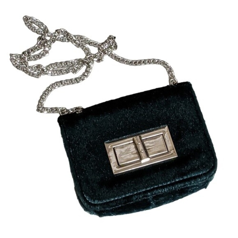 Free People emerald dark green faux fur chain cross body handbag event holiday
